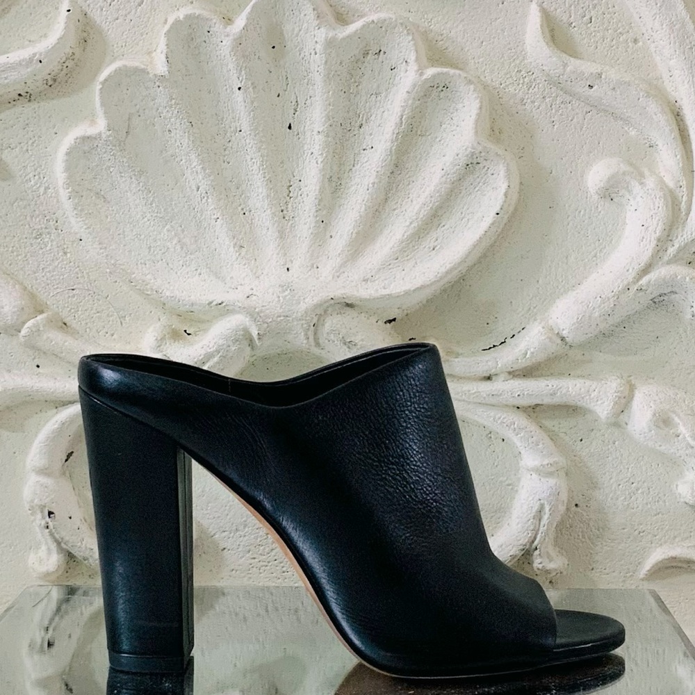 Vince
Hanna Leather Block-Heel Mules, Black